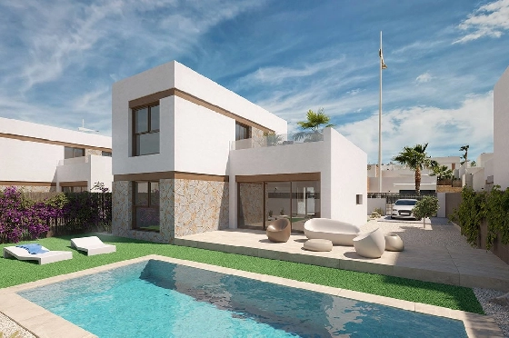 Villa in Algorfa zu verkaufen, Wohnfläche 198 m², Zustand Erstbezug, + fussboden, Klimaanlage, Grundstück 308 m², 3 Schlafzimmer, 2 Badezimmer, Pool, ref.: HA-ARN-109-E01-1