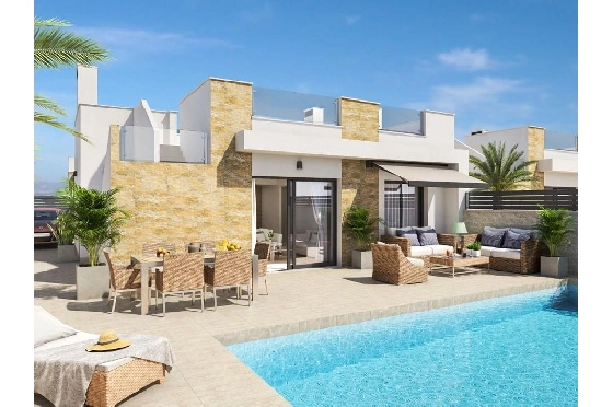 Doppelhaushälfte in San Fulgencio zu verkaufen, Wohnfläche 180 m², Zustand Erstbezug, Klimaanlage, Grundstück 241 m², 3 Schlafzimmer, 2 Badezimmer, Pool, ref.: HA-MAN-300-D01-1