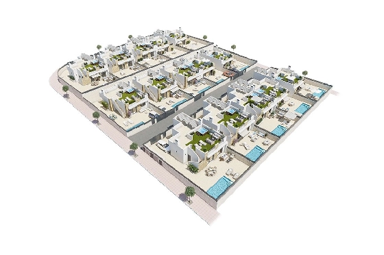 Doppelhaushälfte in San Fulgencio zu verkaufen, Wohnfläche 180 m², Zustand Erstbezug, Klimaanlage, Grundstück 241 m², 3 Schlafzimmer, 2 Badezimmer, Pool, ref.: HA-MAN-300-D01-10