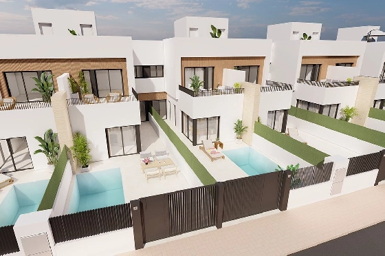 Reihenhaus in Santiago de la Ribera zu verkaufen, Wohnfläche 125 m², Zustand Erstbezug, Grundstück 131 m², 3 Schlafzimmer, 2 Badezimmer, Pool, ref.: HA-SRN-122-R02-2