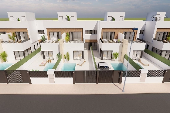 Reihenhaus in Santiago de la Ribera zu verkaufen, Wohnfläche 125 m², Zustand Erstbezug, Grundstück 131 m², 3 Schlafzimmer, 2 Badezimmer, Pool, ref.: HA-SRN-122-R02-3
