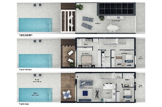 Reihenhaus in Pilar de la Horadada zu verkaufen, Wohnfläche 195 m², Zustand Erstbezug, 3 Schlafzimmer, 3 Badezimmer, Pool, ref.: HA-PIN-164-R01-12