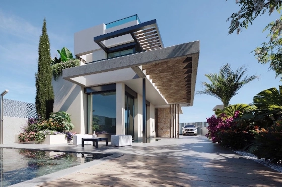 Villa in Los Alcazares zu verkaufen, Wohnfläche 273 m², Zustand Erstbezug, Grundstück 258 m², 3 Schlafzimmer, 3 Badezimmer, Pool, ref.: HA-LAN-404-E01-1